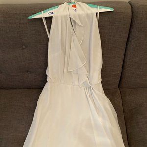 Pale Blue Silk Halter Dress w/ Ruffle Detail